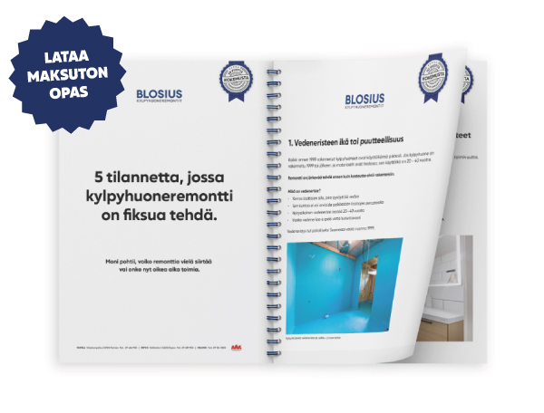 Lataa maksuton opas - 5 tilannetta, jossa kylpyhuoneremontti on fiksua tehdä.