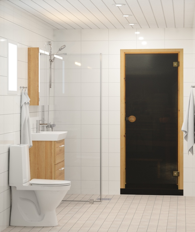 Kylpyhuone 3D-kuva, tason parannusta